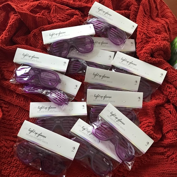Set of 13 Pair Purple Light Up Glasses Fits Most Adults with Batteries